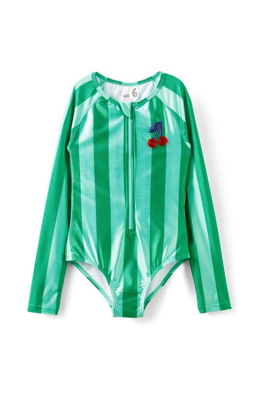 Shop Cotton On Kids Kid's Lydia Low One Piece In Island Green Cherry Stripe