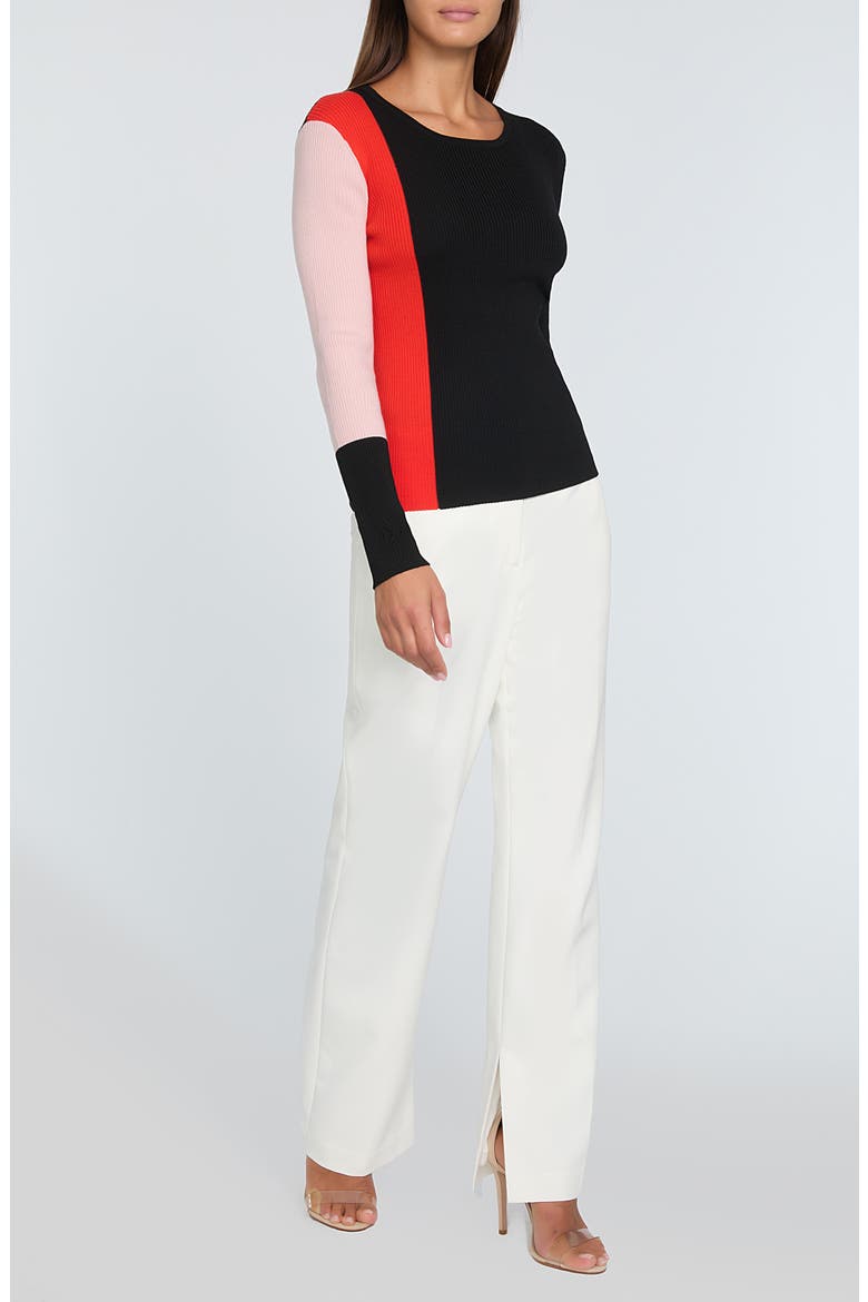 The Marolo Colorblock Merino Wool Sweater, Alternate, color, NOIR HIBISCUS