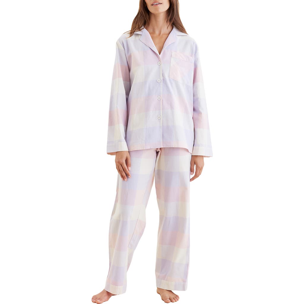 Papinelle Plaid Cotton Pajamas In Purple