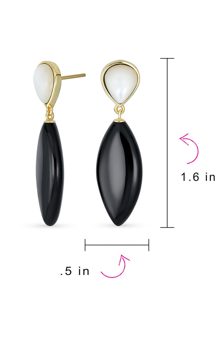 BLING JEWELRY Geometric Green Onyx Teardrop Earrings, Alternate, color,