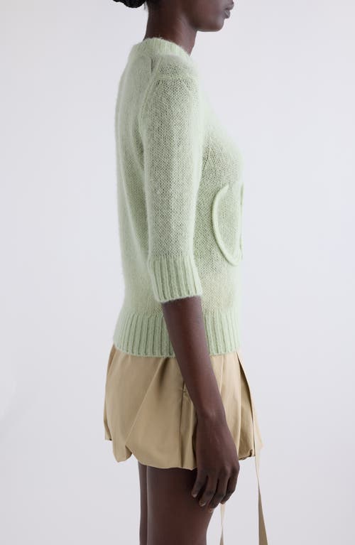 Chloé Pull Manches Trois-quart En Maille De Laine Alpaga Et Soie À Logo Femme Vert Taille Xs 62% Wool Vicu In Green