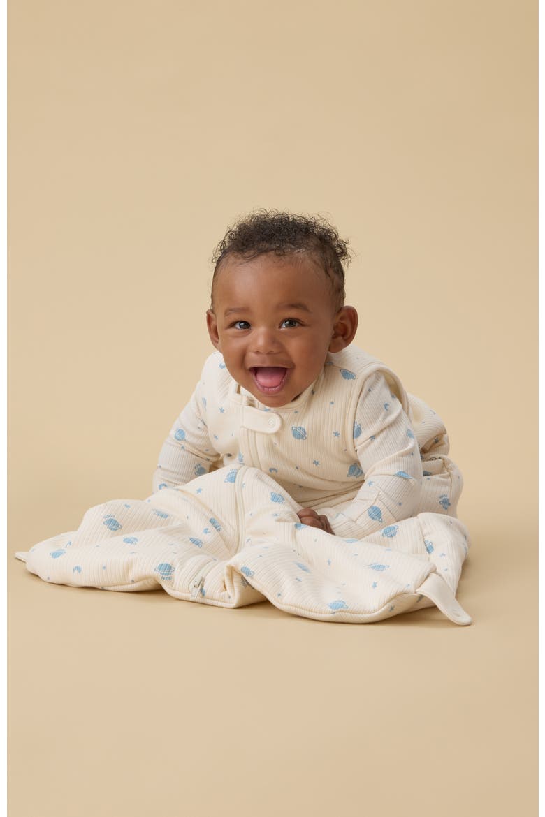 Ribbed Front Opening Sleeping Bag 1.5 Tog, Alternate, color, Space Gardenia & Forget Me Not