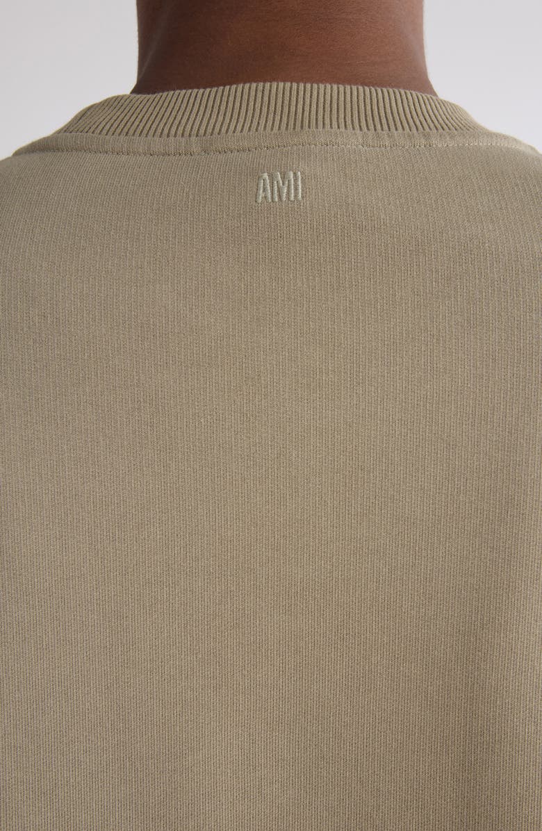 AMI PARIS Ami de Coeur Organic Cotton Fleece Crewneck Sweater, Alternate, color, 
