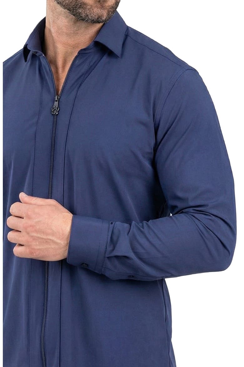 FibZip Marthyr Knit Zip-Up Shirt, Alternate, color, BLUE