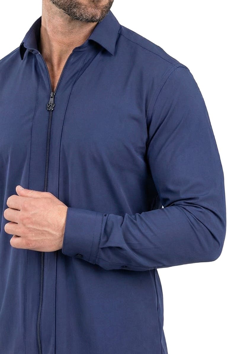 Maceoo FibZip Marthyr Knit Zip-Up Shirt, Alternate, color, Blue