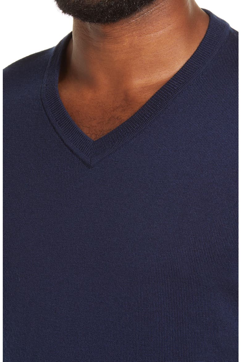 Washable Merino V-Neck Sweater, Alternate, color, NAVY PEACOAT