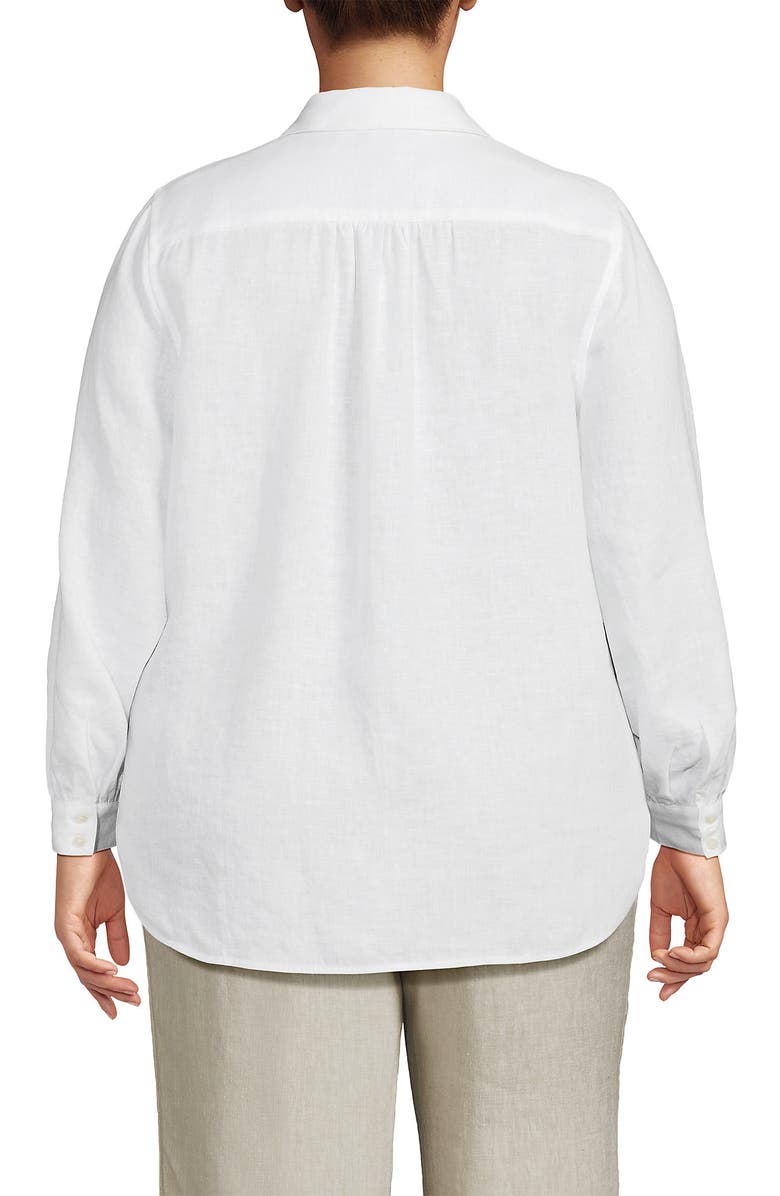 Lands' End Linen Long Sleeve Feminine Shirt, Alternate, color, White