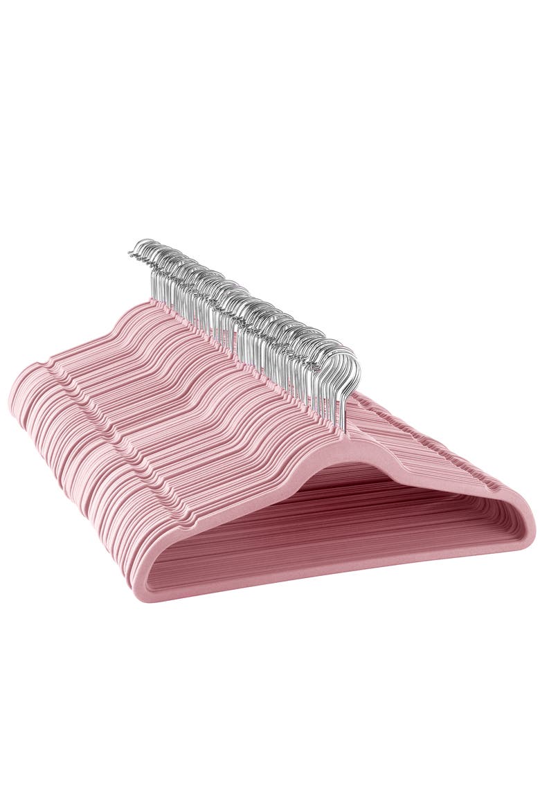 100 Piece Velvet Slim Hangers, Main, color, Pink