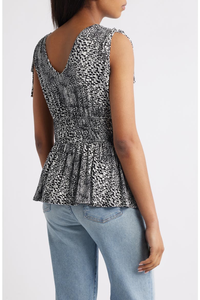 Printed Peplum Jersey Top, Alternate, color, IVORY/ BLACK