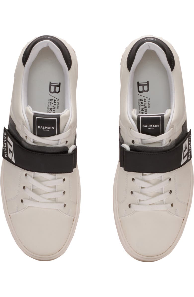Balmain Calfskin B-Court trainers with PB tongue, Alternate, color, White