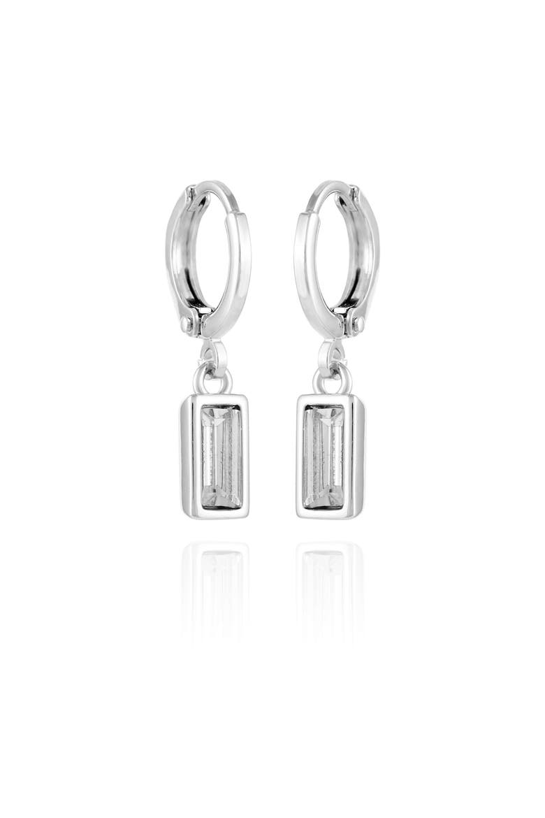 Baguette Drop Earrings, Main, color, Silver Tone