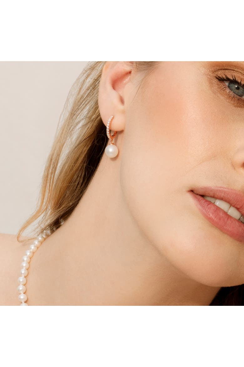 Freshwater Pearl Rose Gold Plated Zara Earrings, Alternate, color, White Pearl