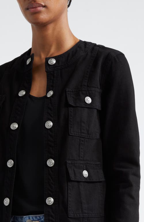 L Agence L'agence Yari Collarless Denim Jacket In Noir