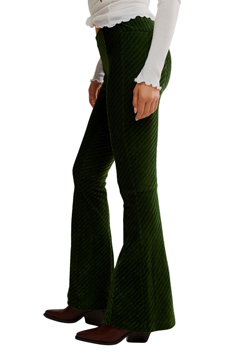 Free People Penny Flare Velvet Pants, Alternate, color, Night Forest