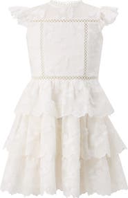 Marlo Kids Alisha Frill Embroidered Mini Dress
