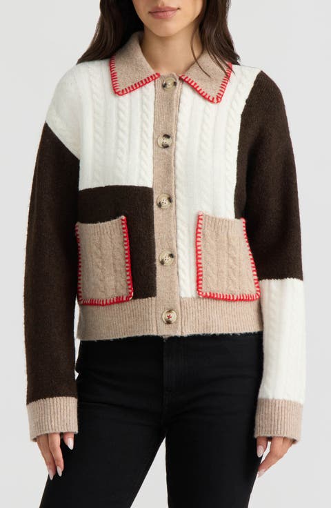Patchwork Cable Knit Cardigan