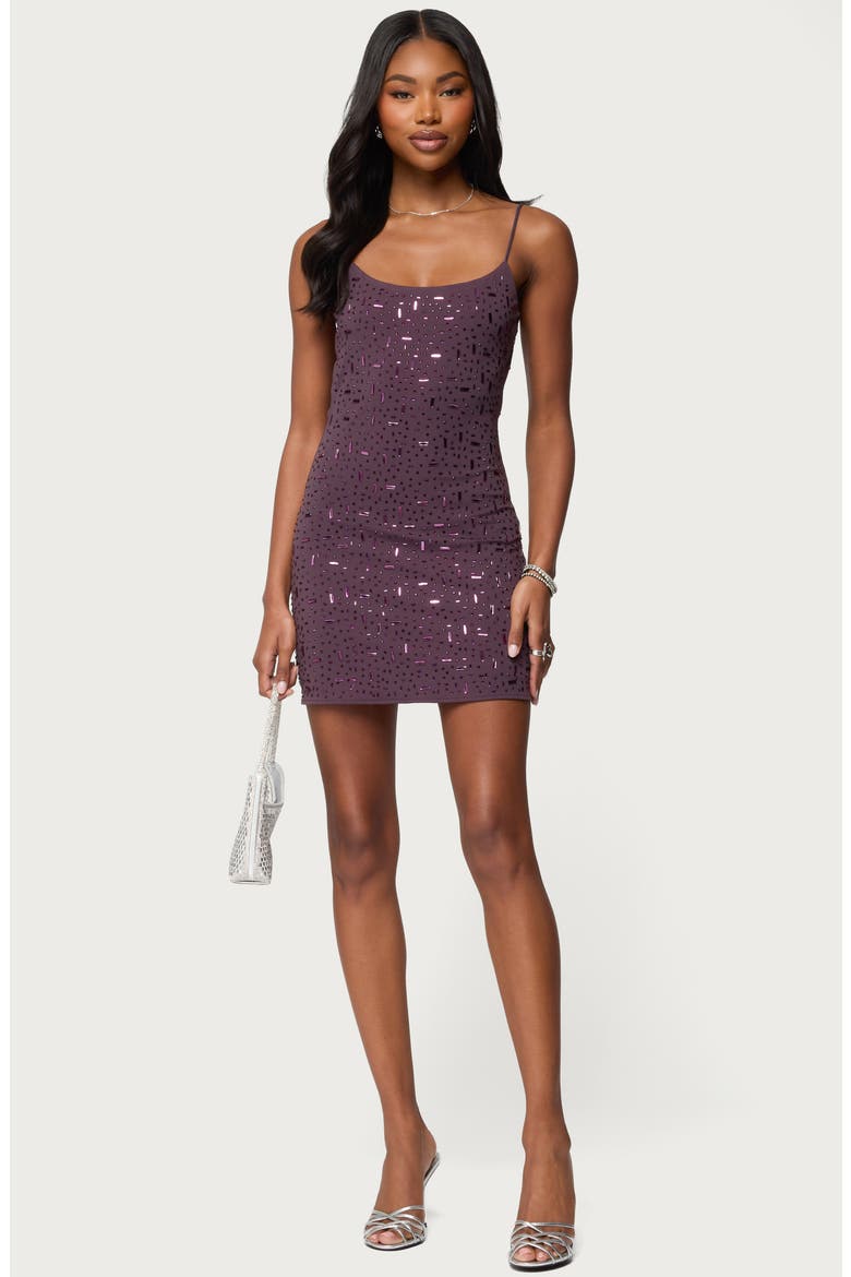 Embellished Strappy Back Minidress, Alternate, color, PURPLE