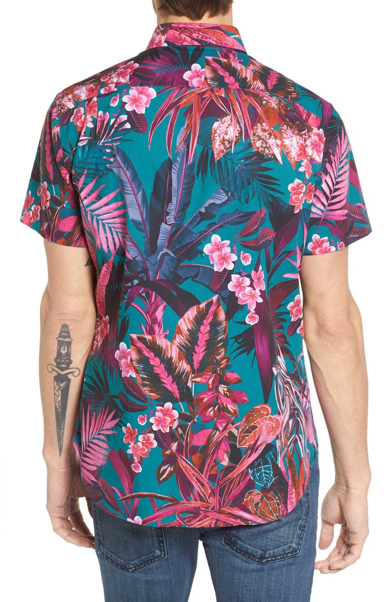 Bonobos Premium Slim Fit Short Sleeve Print Sport Shirt, Alternate, color, 