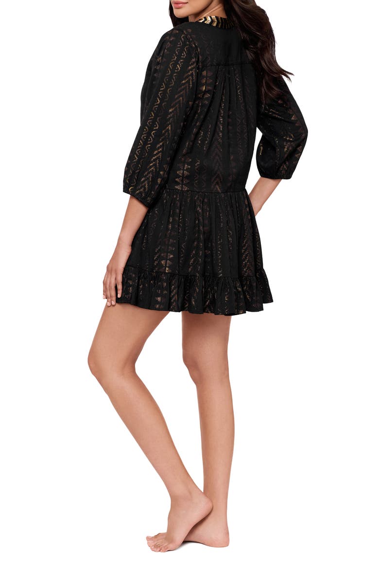 Metallic Jacquard Cover-Up Dress, Alternate, color, BLACK