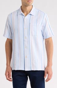 Tommy Bahama Milano Textured Stripe Cotton Camp Shirt