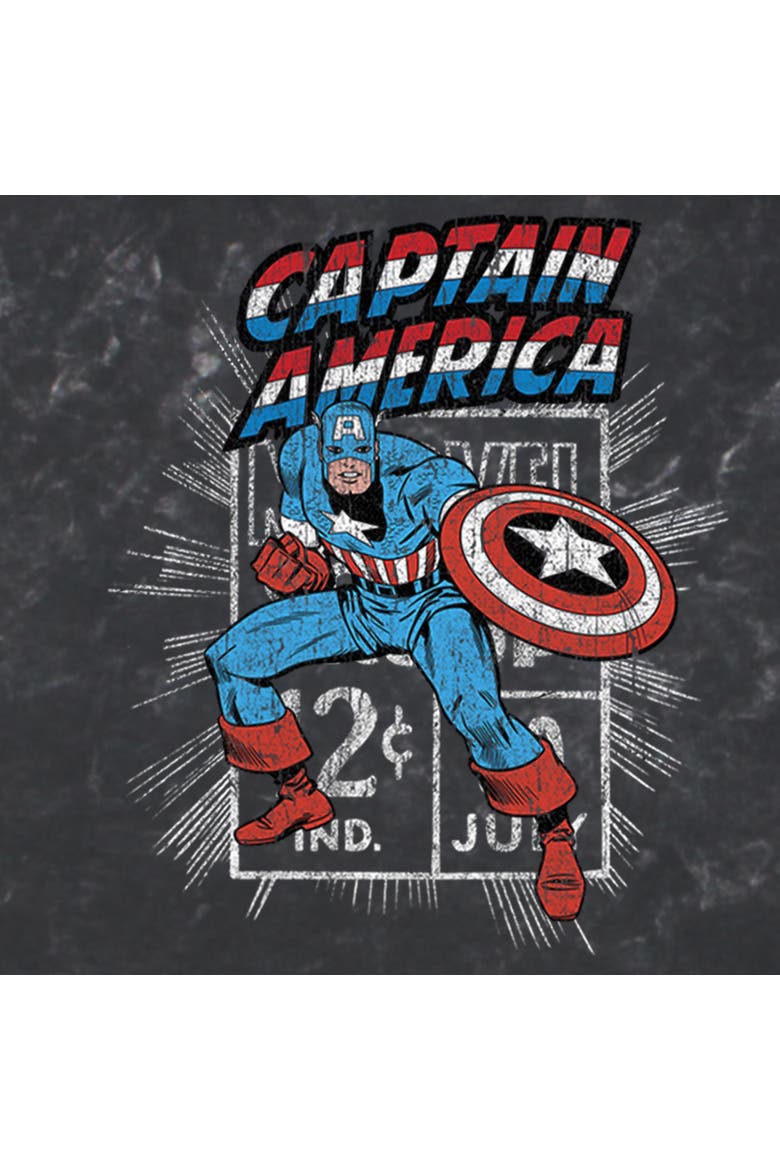 Men's Marvel Captain Comic Stamp  Graphic T-Shirt, Alternate, color, Black