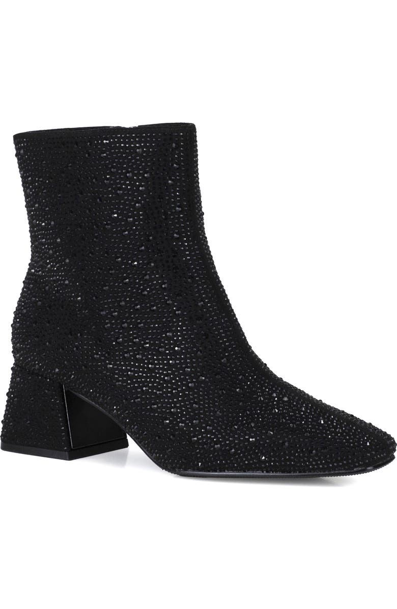LADY COUTURE Rhinestone Block Heel Bootie, Main, color, Black