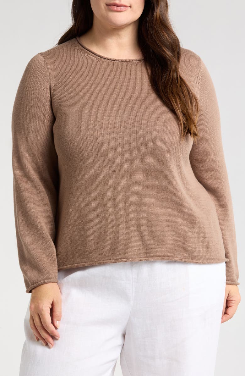 Eileen Fisher Jewel Neck Organic Cotton Blend Sweater, Main, color,
