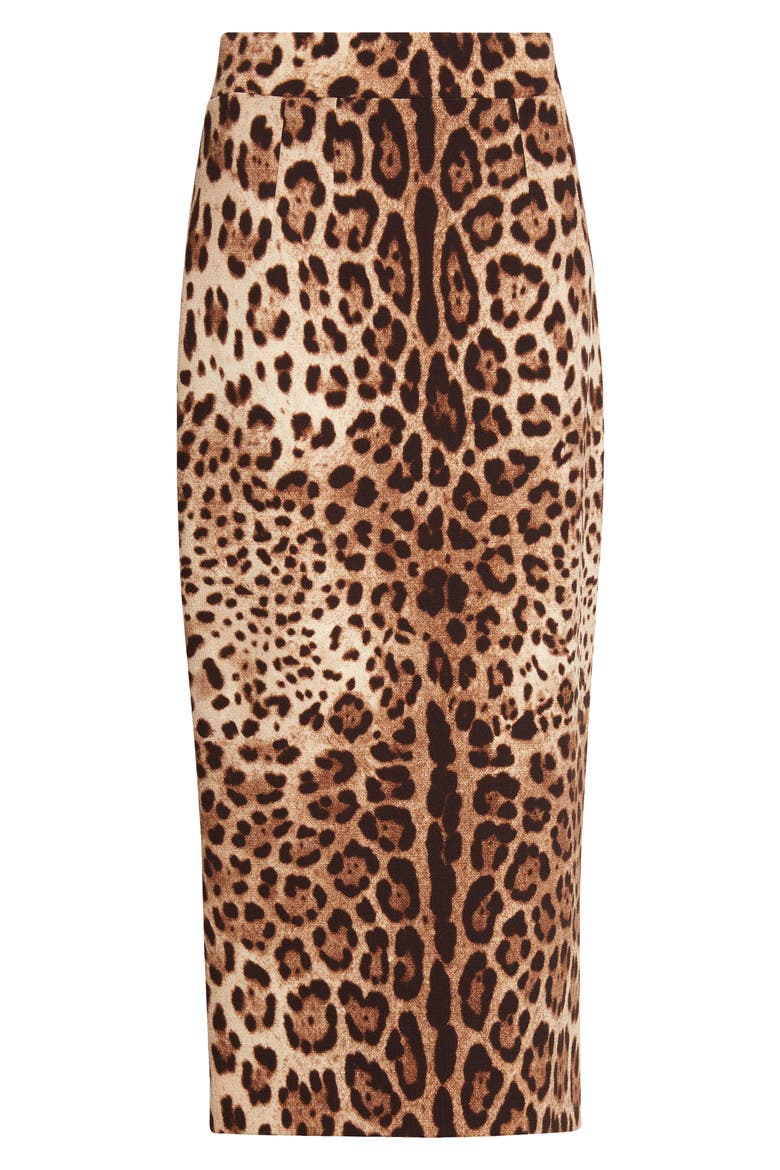 Leopard Print Stretch Silk Charmeuse Pencil Skirt, Alternate, color, LEO NEW