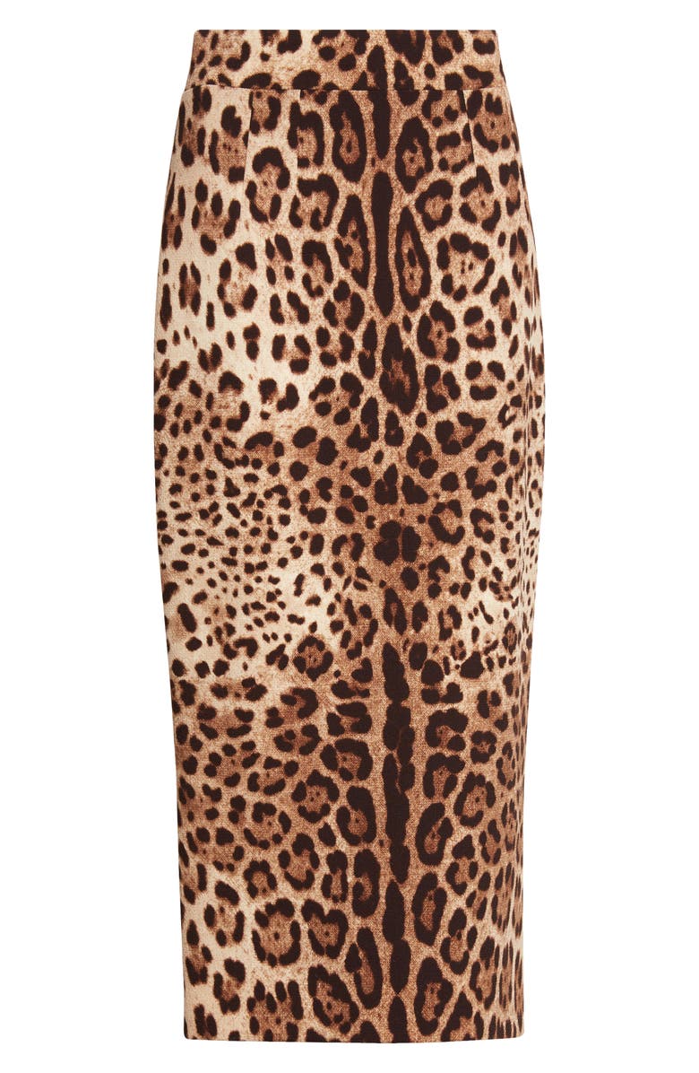 Dolce&Gabbana Leopard Print Stretch Silk Charmeuse Pencil Skirt, Main, color, Leo New