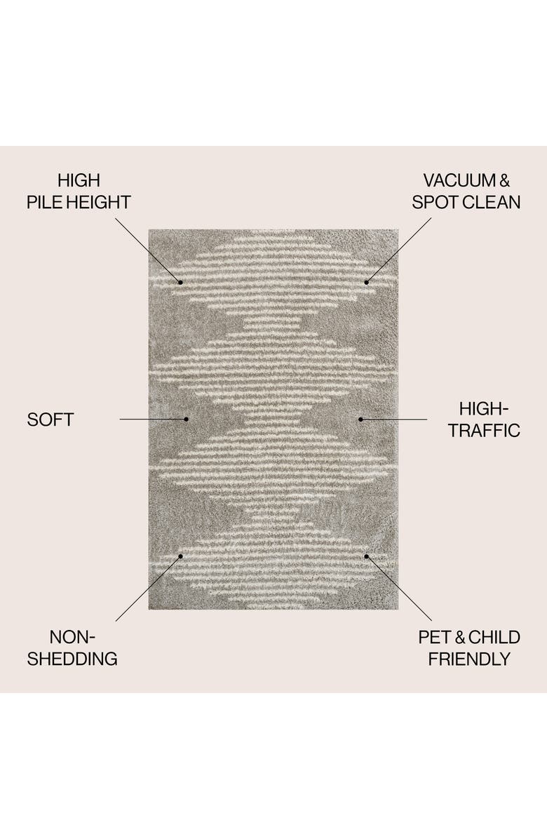 JONATHAN Y Elm Diamond Stripe Geometric Shag Area Rug, Alternate, color, Gray/Ivory