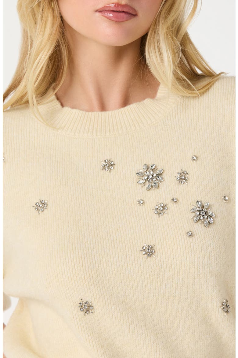 Crystal Embellished Short Sleeve Sweater, Alternate, color, CREAM