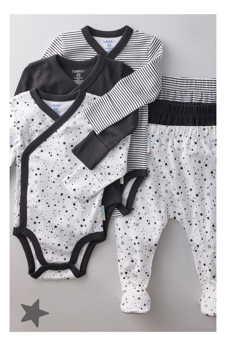 BUTTERBLU Fallon Footed Organic Cotton Assorted 3-Pack Pants, Alternate, color, Black Twinkle