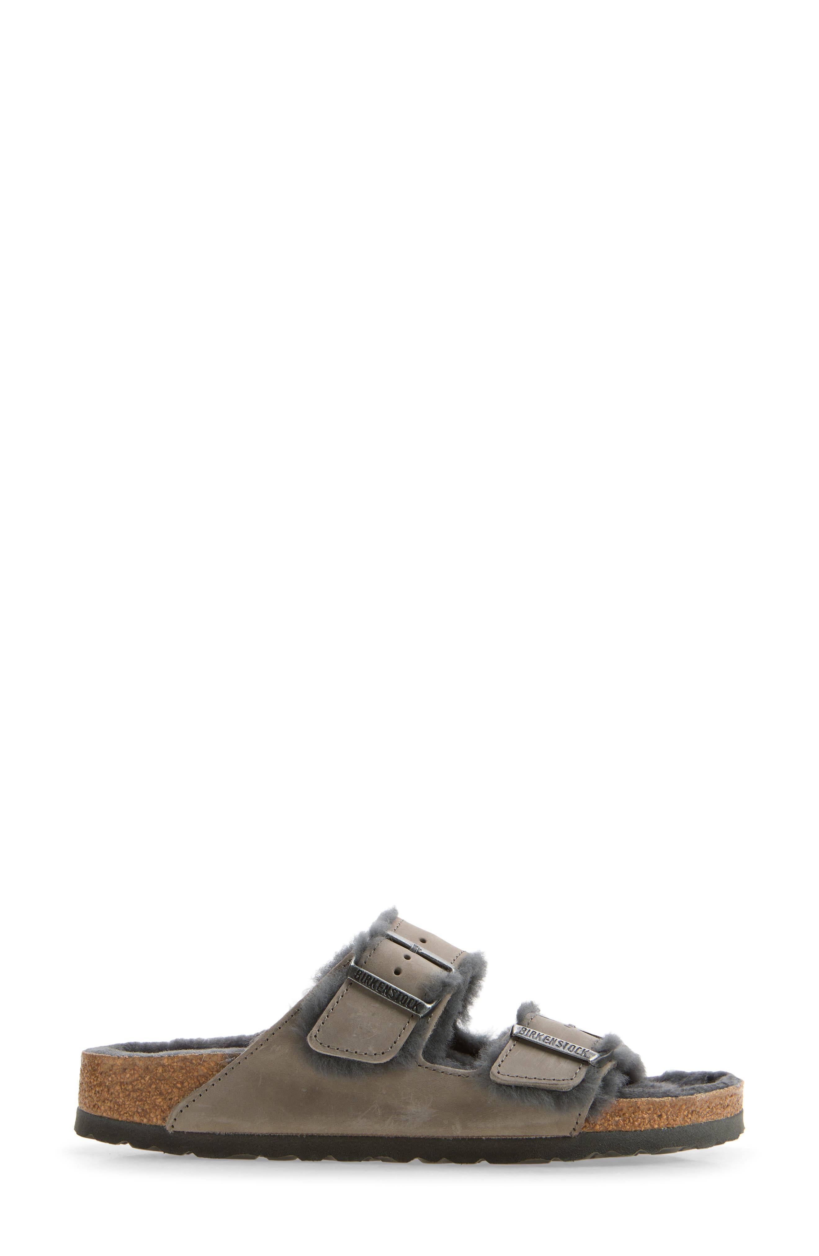 Arizona Oiled Genuine Shearling Sandal - Discontinued, Alternate, color, IRON/ IRON