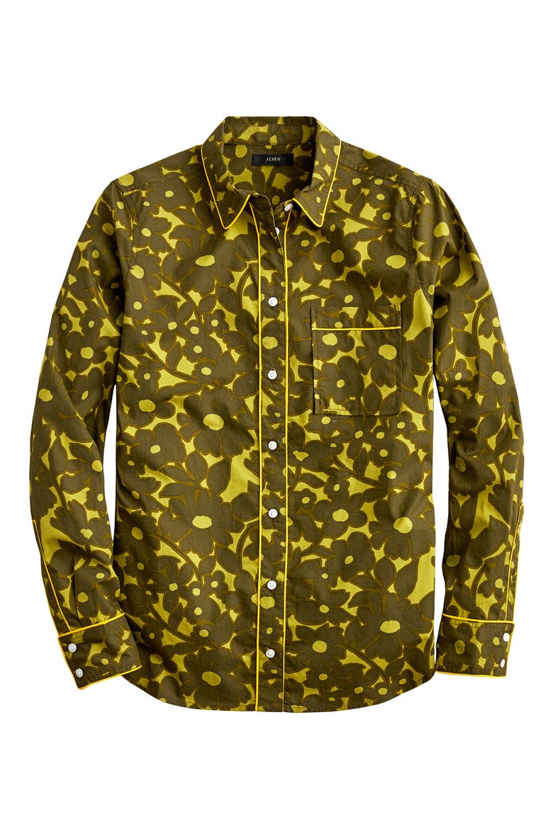 Camo Flowers Long Sleeve Button-Up Shirt, Alternate, color, GREEN OLIVE