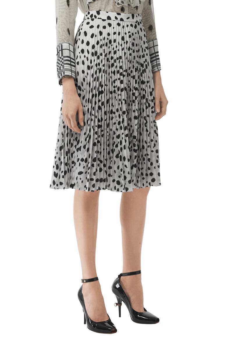 Animal Print Plissé Skirt, Main, color, BLACK/ WHITE