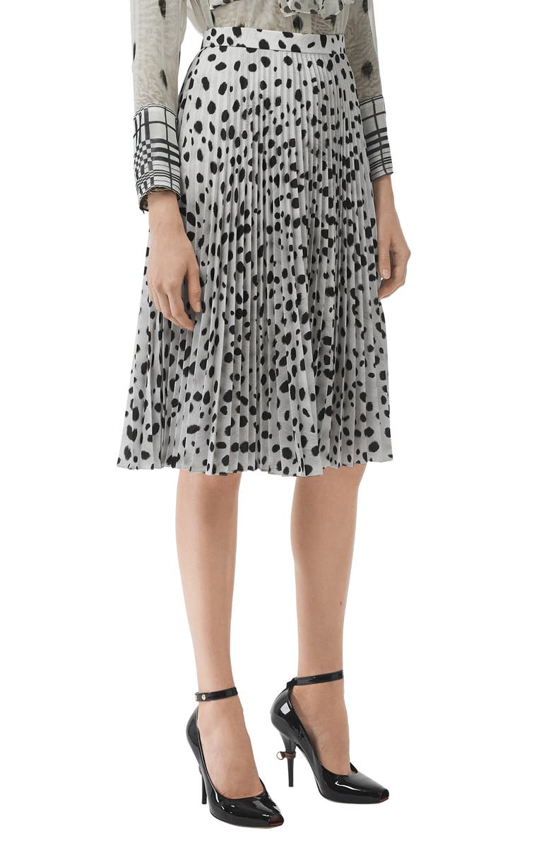 Burberry Animal Print Plissé Skirt, Main, color,