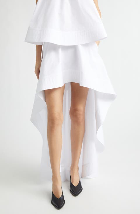 Cotton Poplin High-Low Skirt