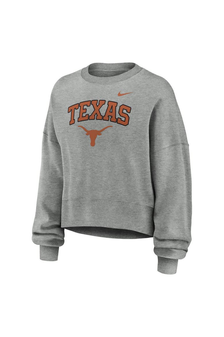 Women's Nike Heather Gray Texas Longhorns Oversized Phoenix Arch Pullover Sweatshirt, Alternate, color, Heather Gray