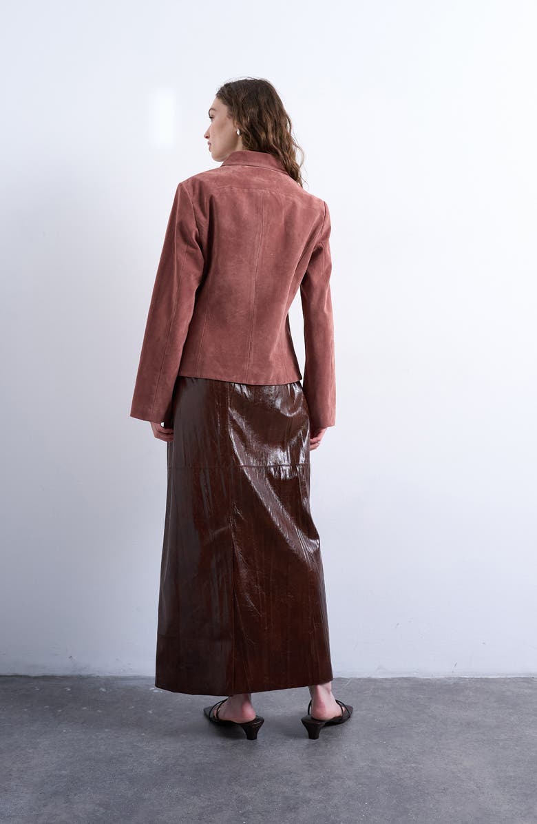 Topshop Faux Suede Shacket, Alternate, color, Pink