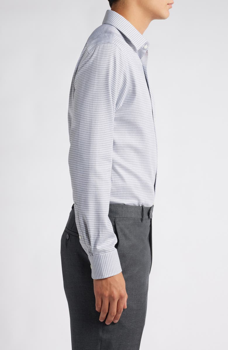 Nordstrom Trim Fit Microcheck Cotton Dress Shirt, Alternate, color, Navy Textooth