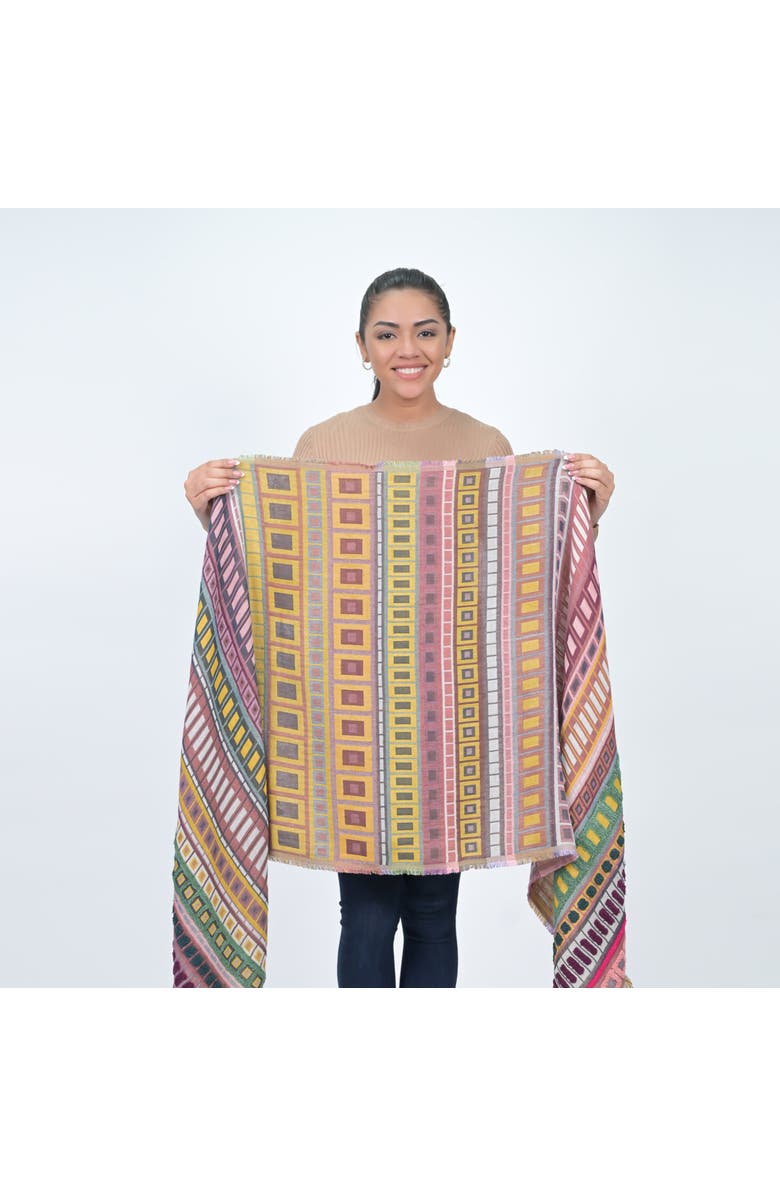 Vismaya City Lines Stripe Embroidered Scarf, Alternate, color, Moss Green