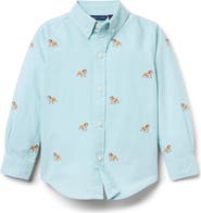 Janie and Jack Embroidered Bulldog Oxford Shirt