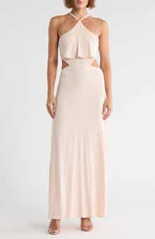 Halter Side Cutout Maxi Dress