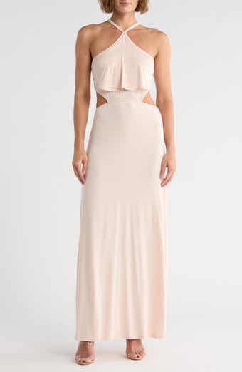 Halter Side Cutout Maxi Dress
