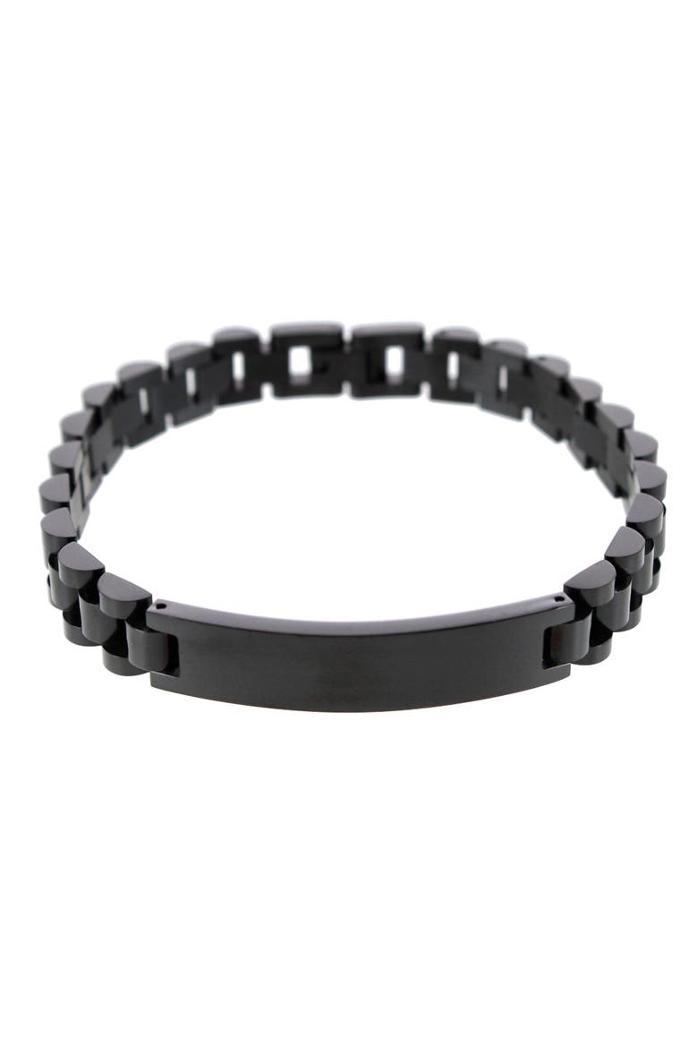 Signet ID Metal Link Bracelet, Main, color, Black