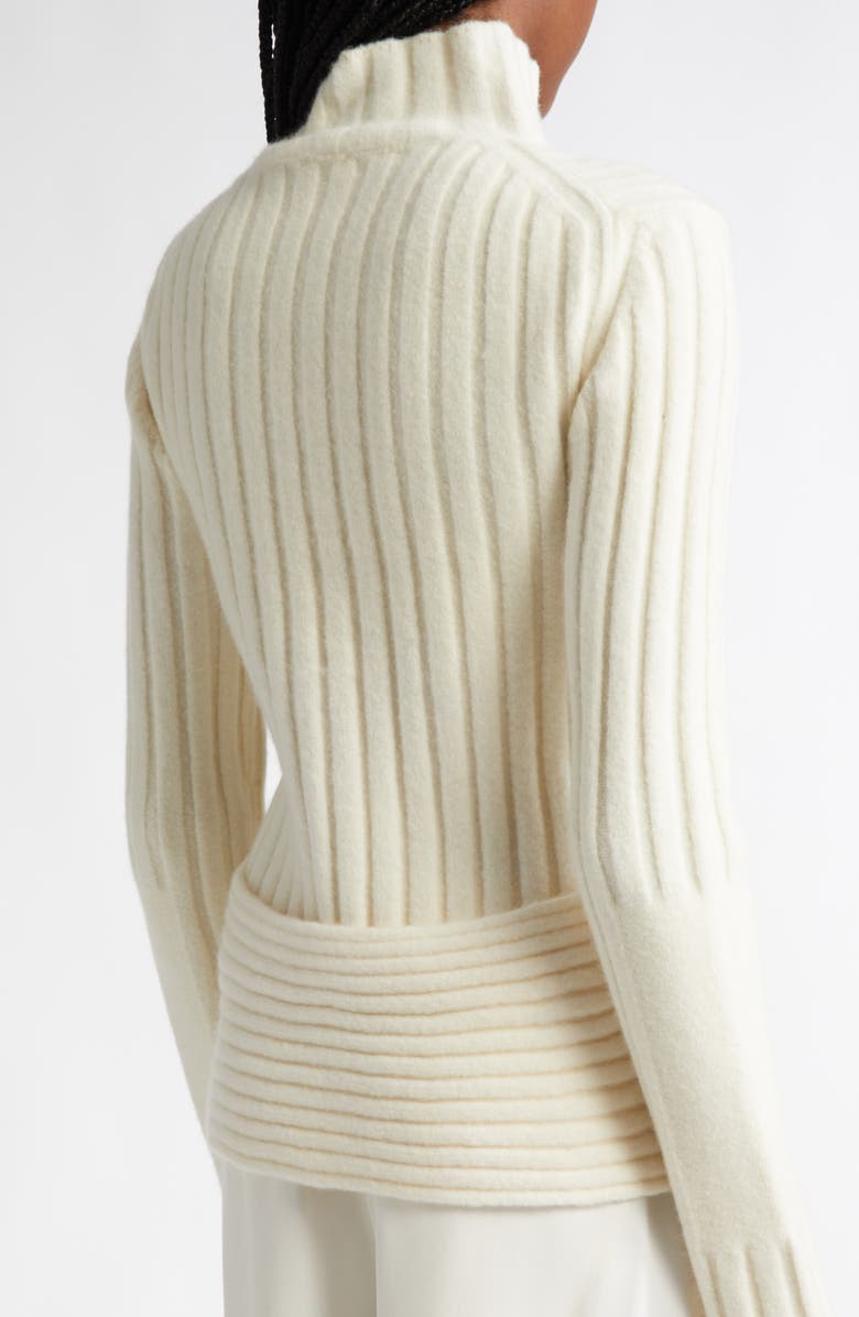 Proenza Schouler Haven Merino Wool & Cashmere Blend Rib Turtleneck Sweater, Alternate, color, Bone