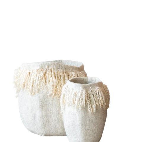Fringed Skirt Mohair Decorative Wool Basket