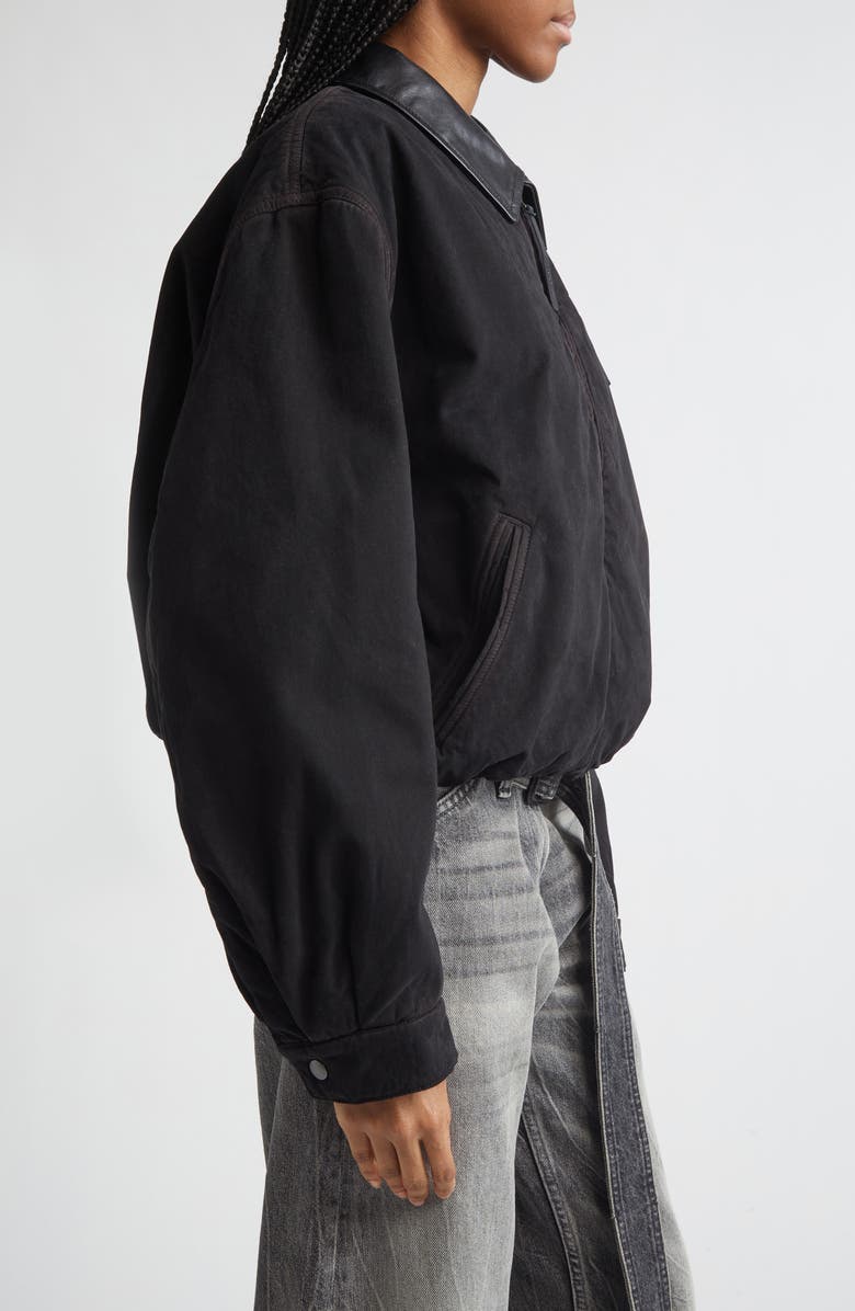 Acne Studios Washed Organic Cotton Twill Bomber Jacket, Alternate, color, Dark Brown