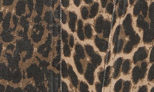 Steve Madden Leopard Print Crop Denim Jacket In Brown