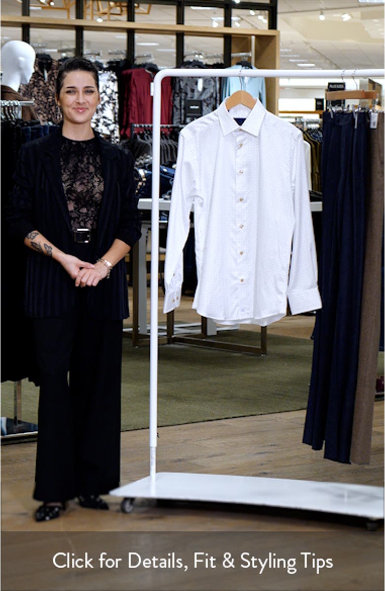 Trim Fit Diamond Geometric Print Dress Shirt, sales video thumbnail